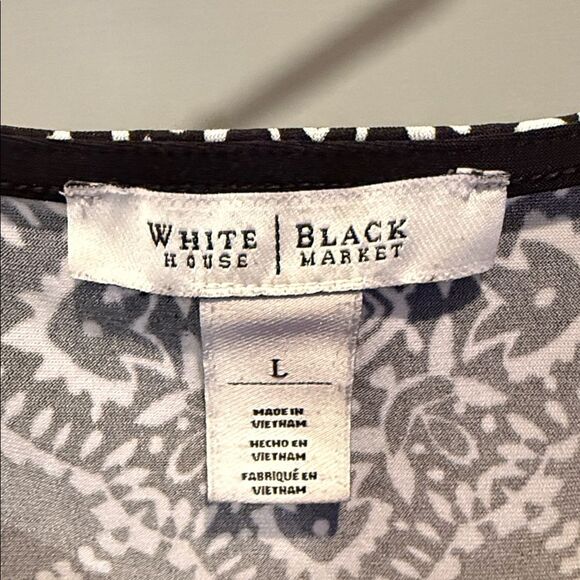 White House Black Market Black and White Midi Dress Size Large - Picture 2 of 5